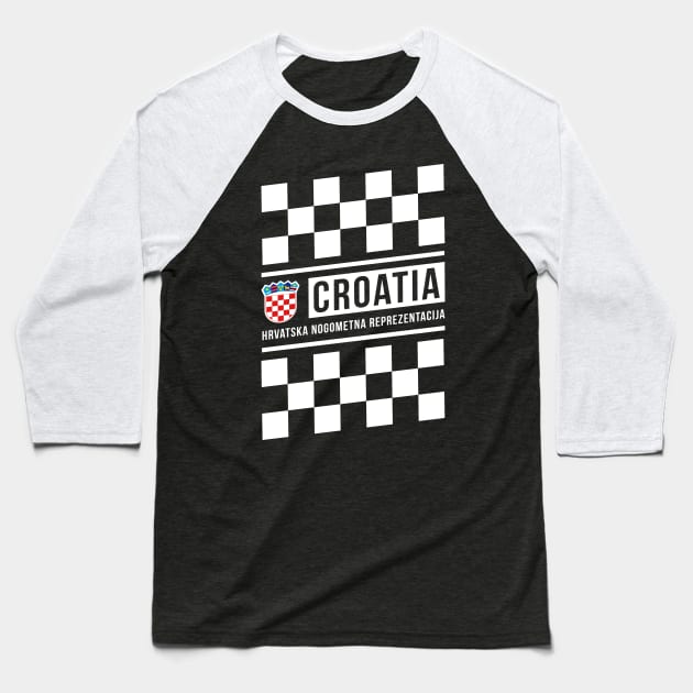 Croatia National Team Checkered Home Jersey Style Baseball T-Shirt by CR8ART